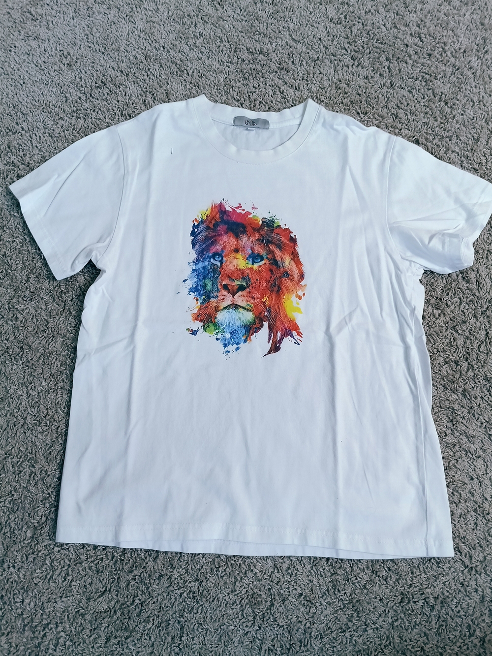 Polo Mano White‎ Tee with Multicolor Lion Artwork